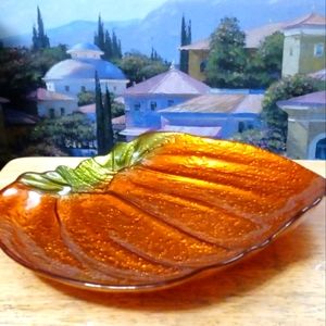 🎉🎊Nature Glass Pumpkin Candy Dish Size 11.5"×10"🍕🍥🍡🍛🍩🍜🍲🍬🍬🍬🆕🍬🍬🍬🍬